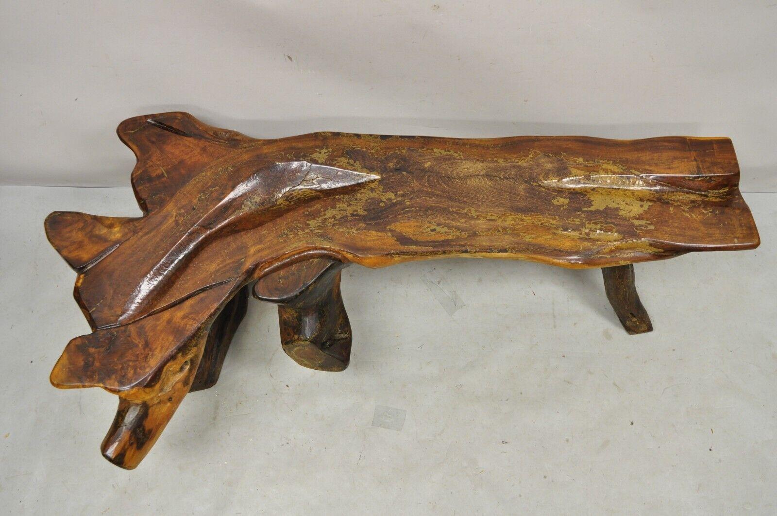Mid-Century Modern Organic Driftwood Mid Century Modern Sculptural Bench Coffee Table For Sale