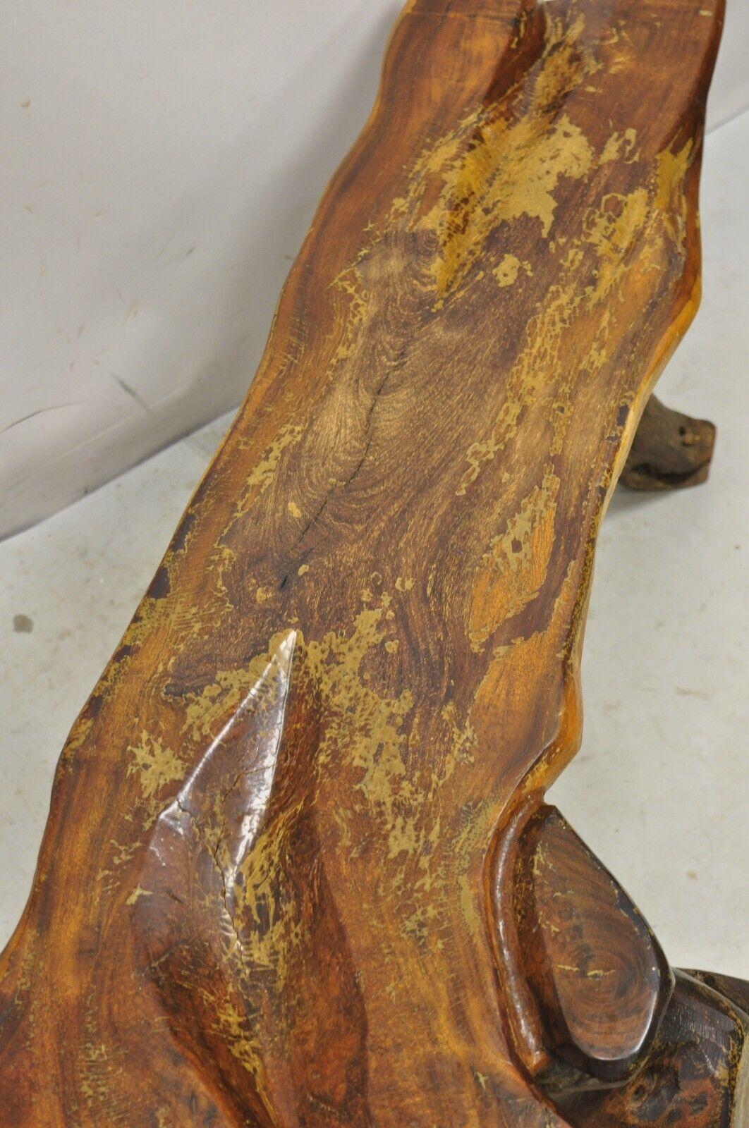 20th Century Organic Driftwood Mid Century Modern Sculptural Bench Coffee Table For Sale