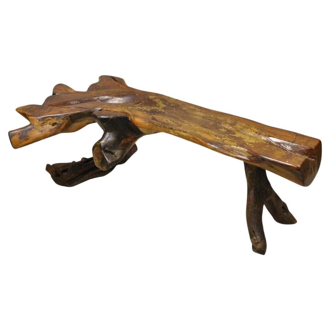 Organic Driftwood Mid Century Modern Sculptural Bench Coffee Table