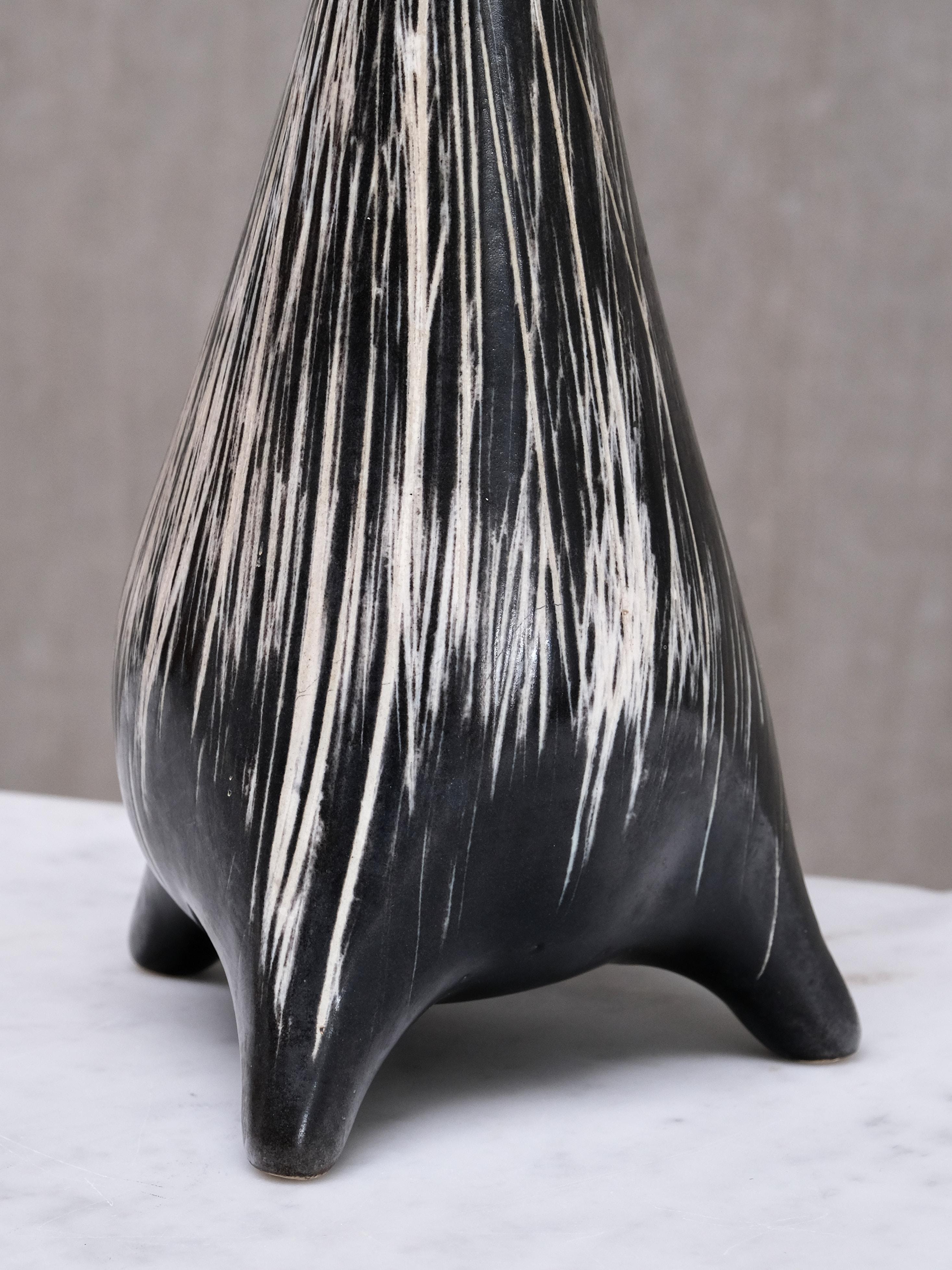 Lámpara de sobremesa de cerámica orgánica de tres patas Elisabeth Loholt, Dinamarca, años 60 en venta 3