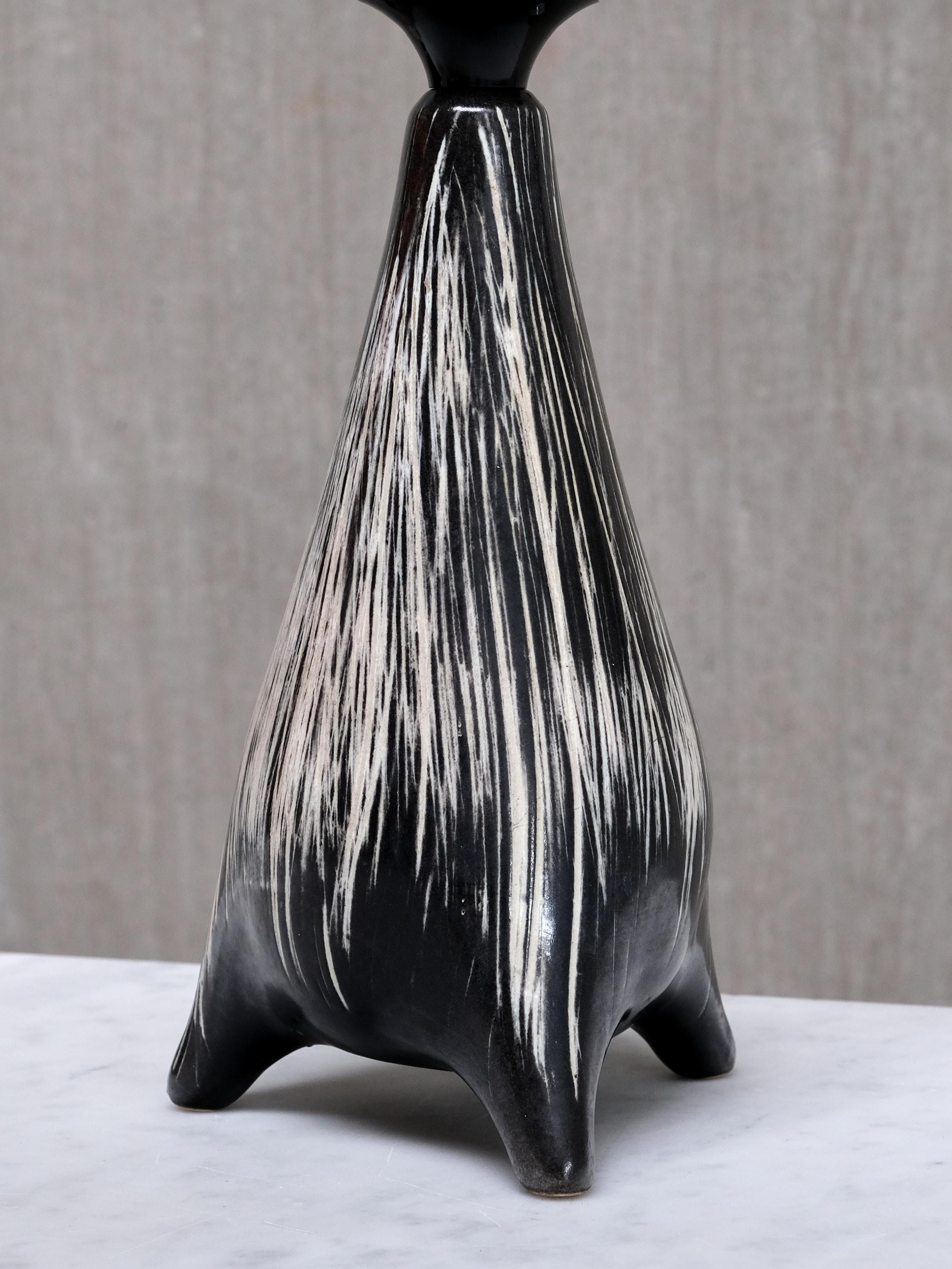 Lámpara de sobremesa de cerámica orgánica de tres patas Elisabeth Loholt, Dinamarca, años 60 en venta 2