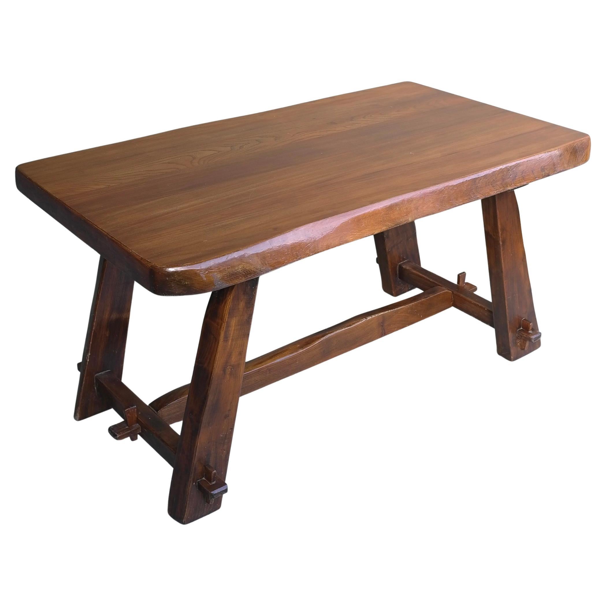 Organic Elmwood Dining Room Table by Aranjou, France 1960's For Sale 5