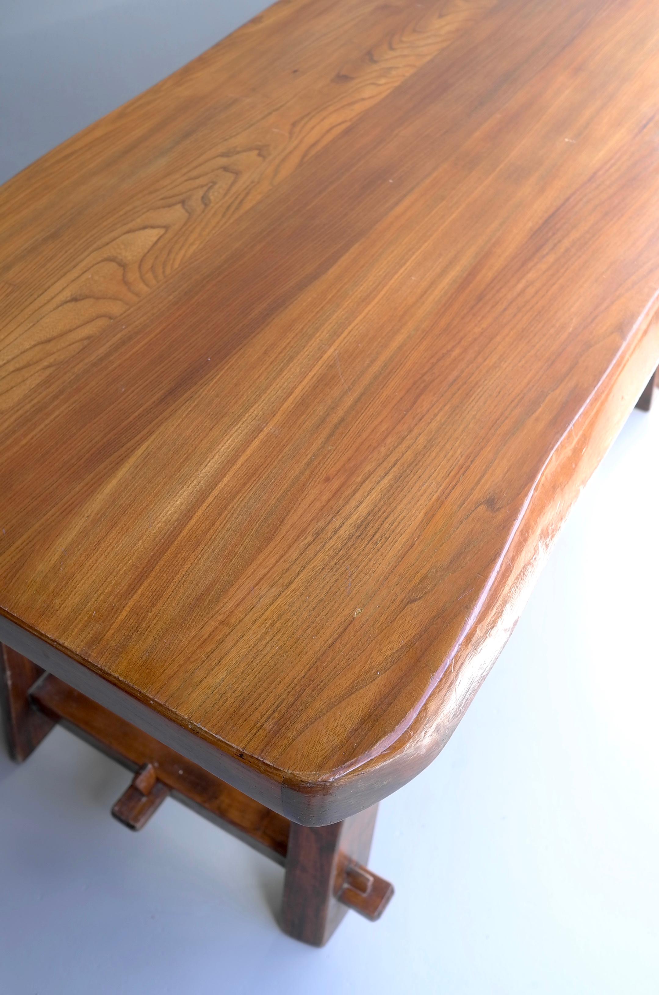 Organic Elmwood Dining Room Table by Aranjou, France 1960's For Sale 6