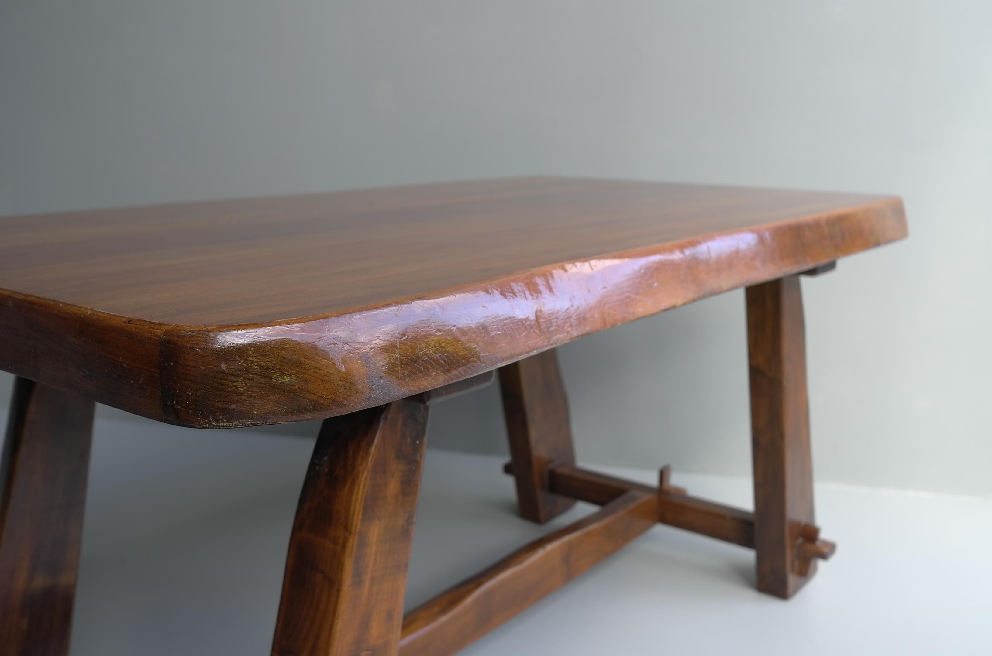 Organic Elmwood Dining Room Table by Aranjou, France 1960's For Sale 11