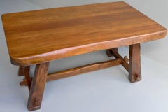 Mesa de comedor orgánica de madera de olmo de Aranjou, Francia Años 60
