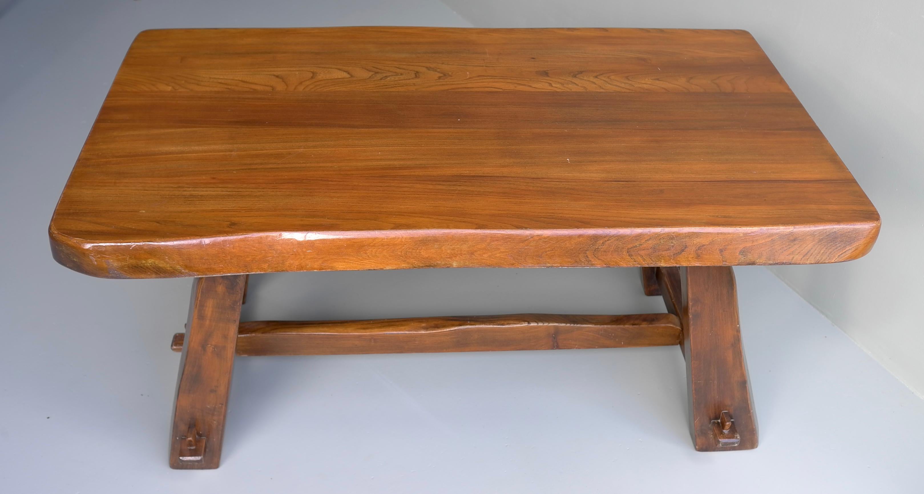 French Organic Elmwood Dining Room Table by Aranjou, France 1960's For Sale