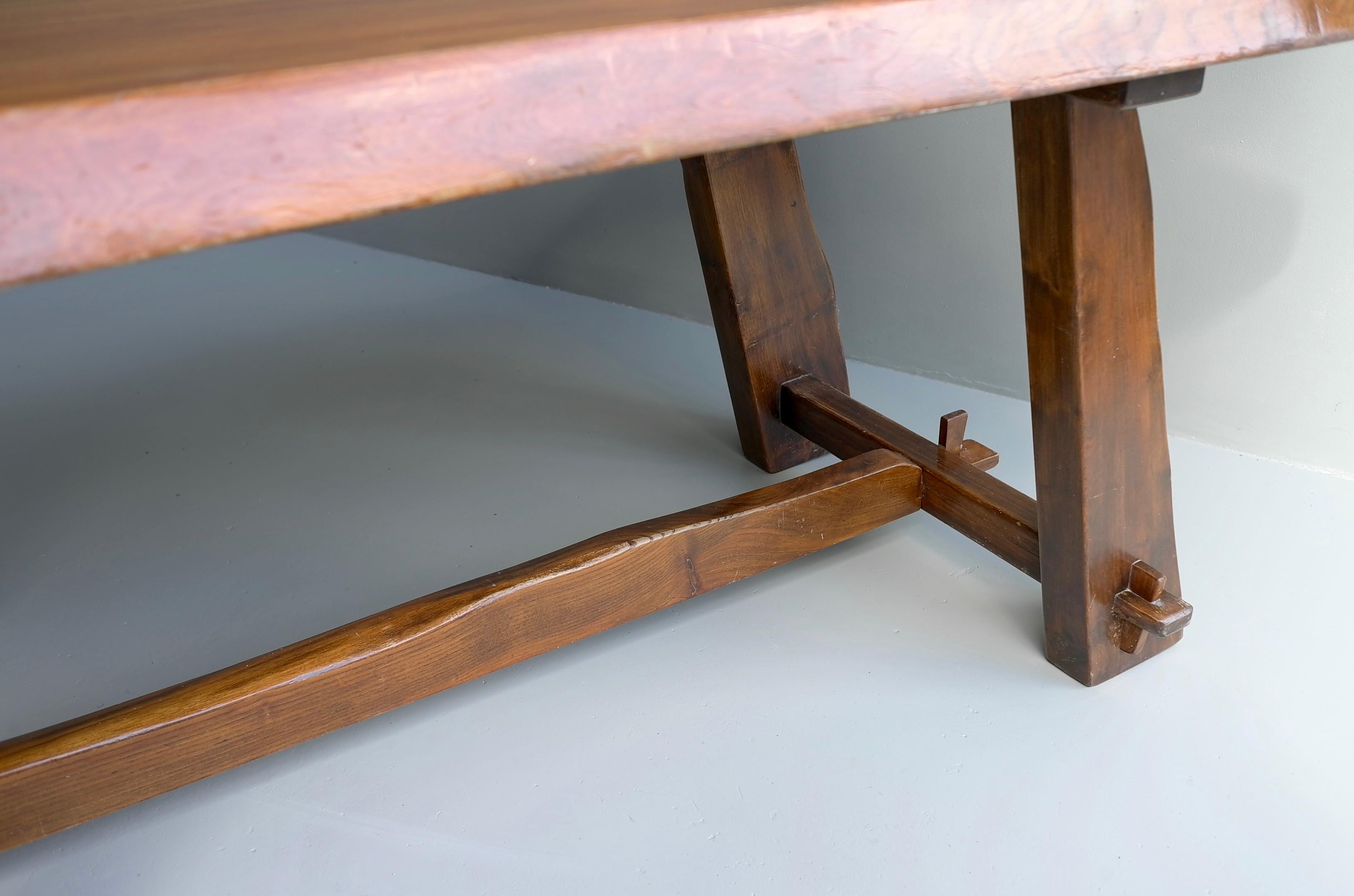 Mid-20th Century Organic Elmwood Dining Room Table by Aranjou, France 1960's For Sale