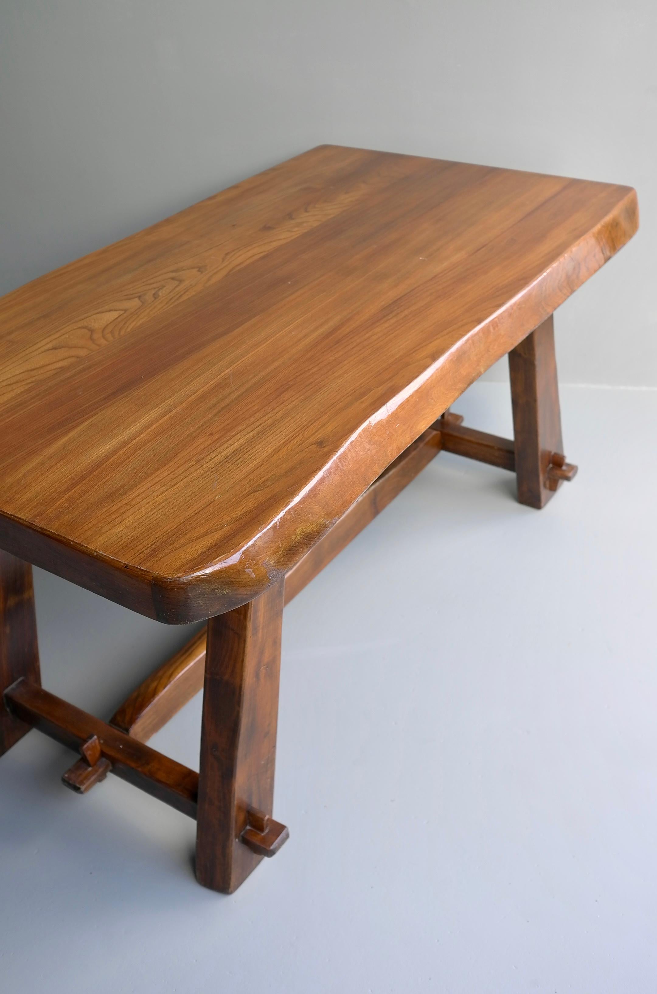 Organic Elmwood Dining Room Table by Aranjou, France 1960's For Sale 1