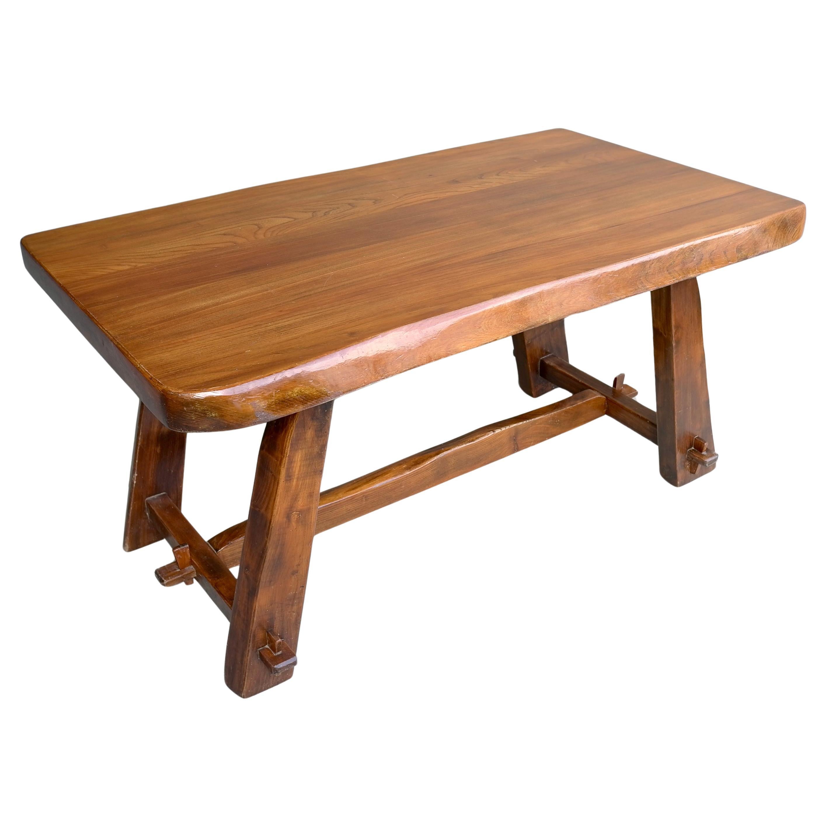 Organic Elmwood Dining Room Table by Aranjou, France 1960's For Sale