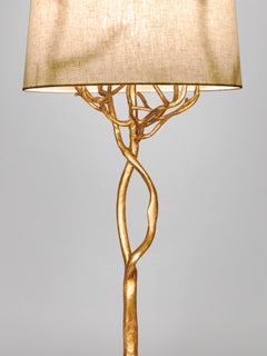 Organische Tischlampe „Etna“ aus antikem Gold mit Lampenschirm aus Leinen von Benediko