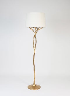 Organic Etna Tree Branch Stehlampe, Blattgold, handgefertigt von Benediko
