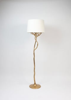 Organic Etna Tree Branch Floor Lamp, Gold Leaf, Handmade by Benediko