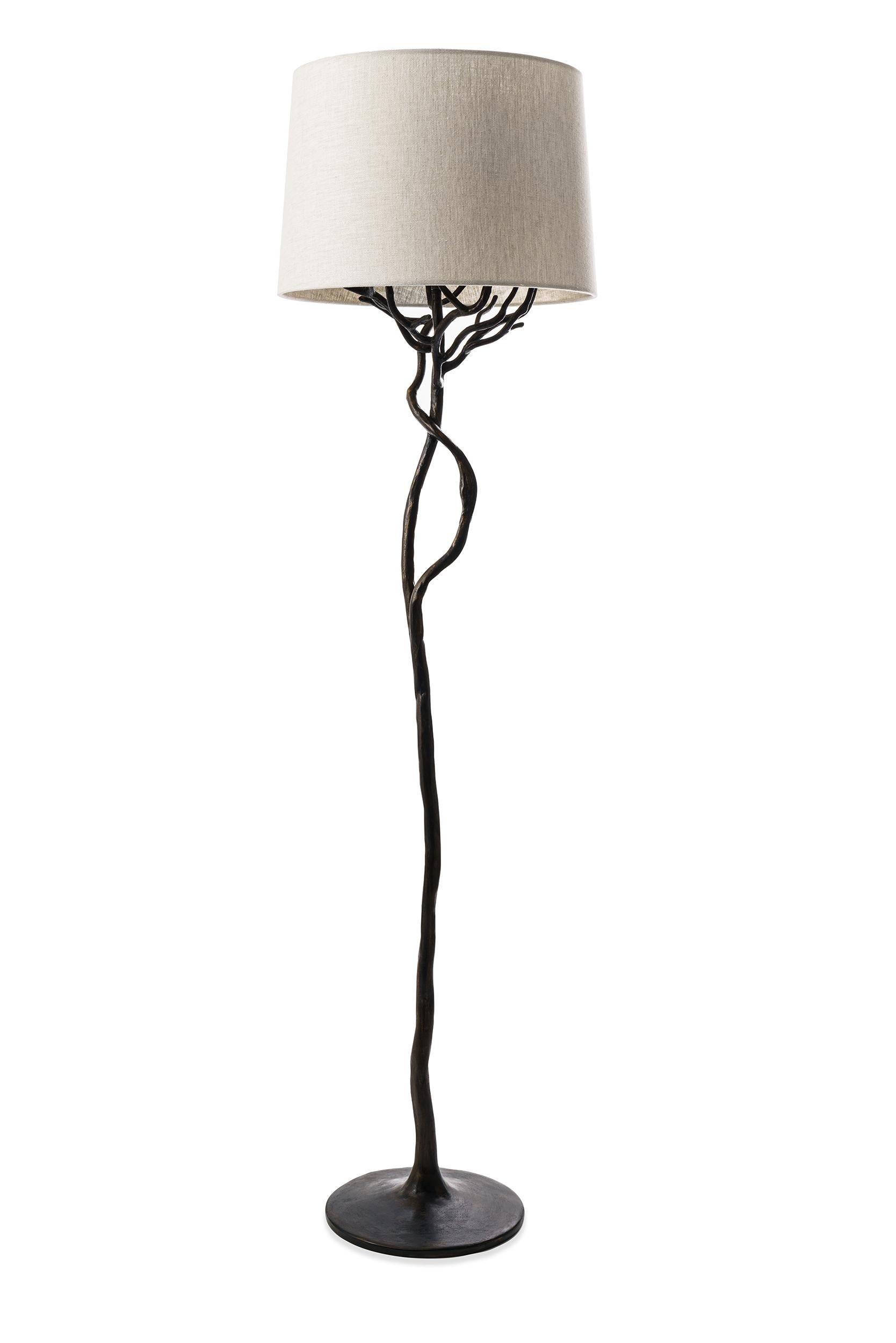Contemporary Organic Etna Tree Branch Floor Lamp in Antique Gold For Sale