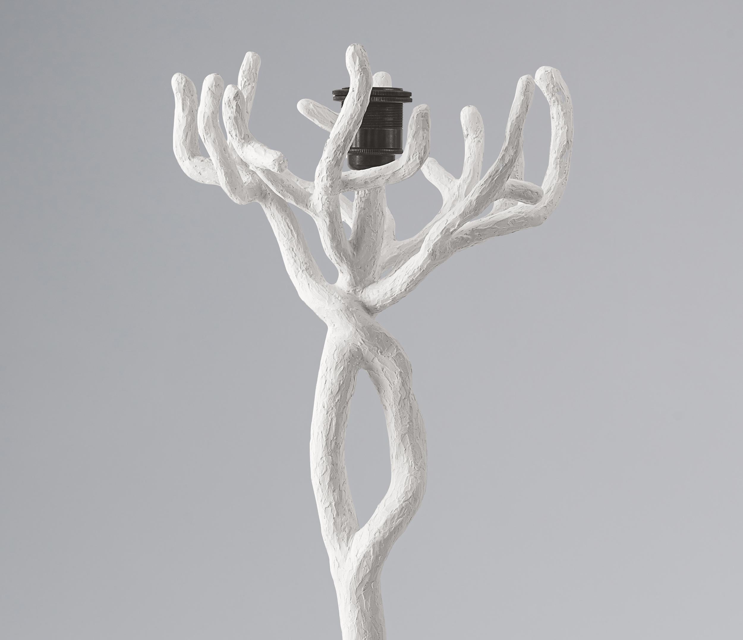 Organic Modern Organic 'Etna' Tree Branch Table Lamp in White Plaster For Sale