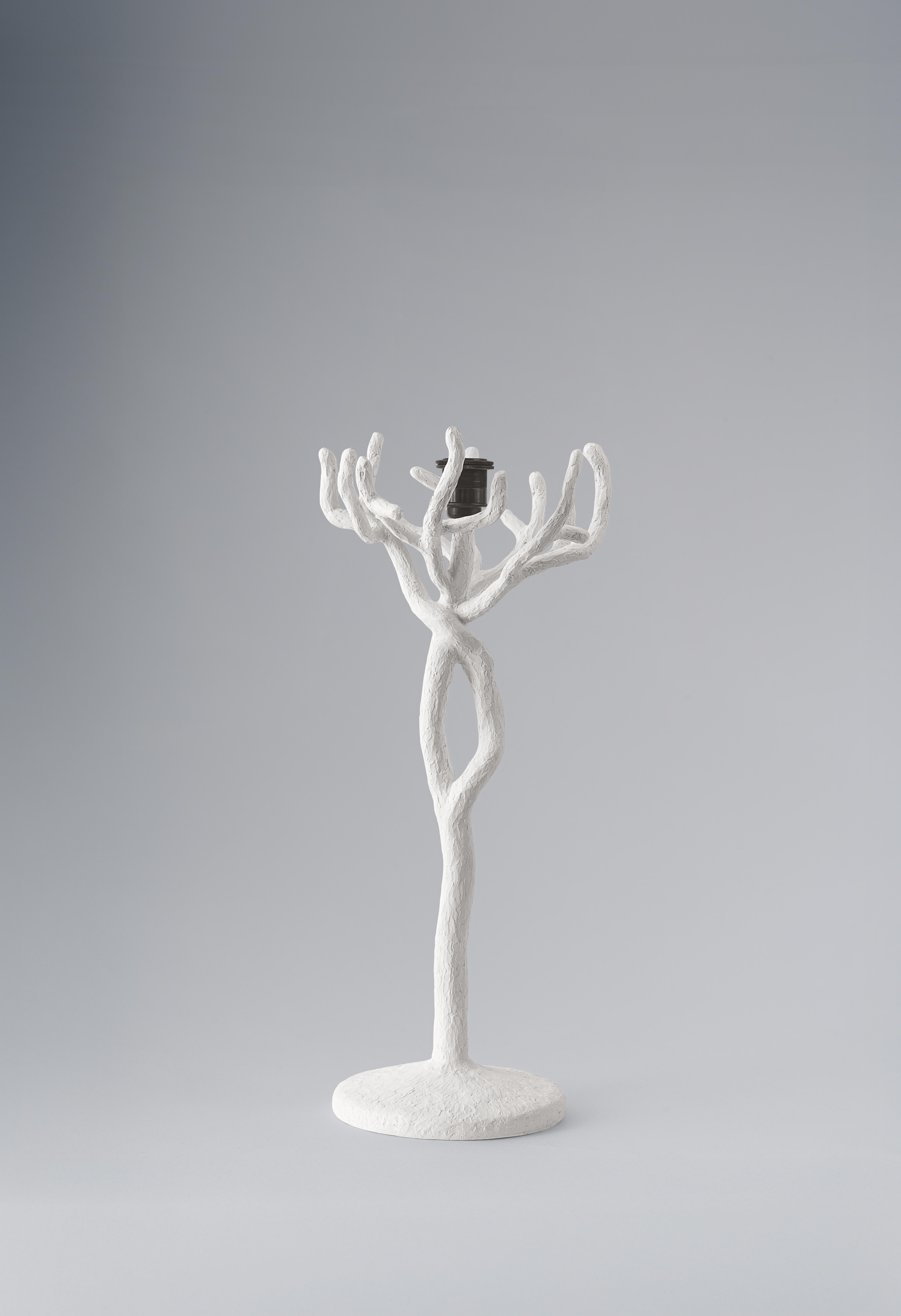 German Organic 'Etna' Tree Branch Table Lamp in White Plaster by Benediko For Sale