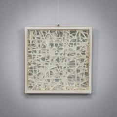 Organic Fiber Art Composition in Glass Shadow Box Frame, 1990s