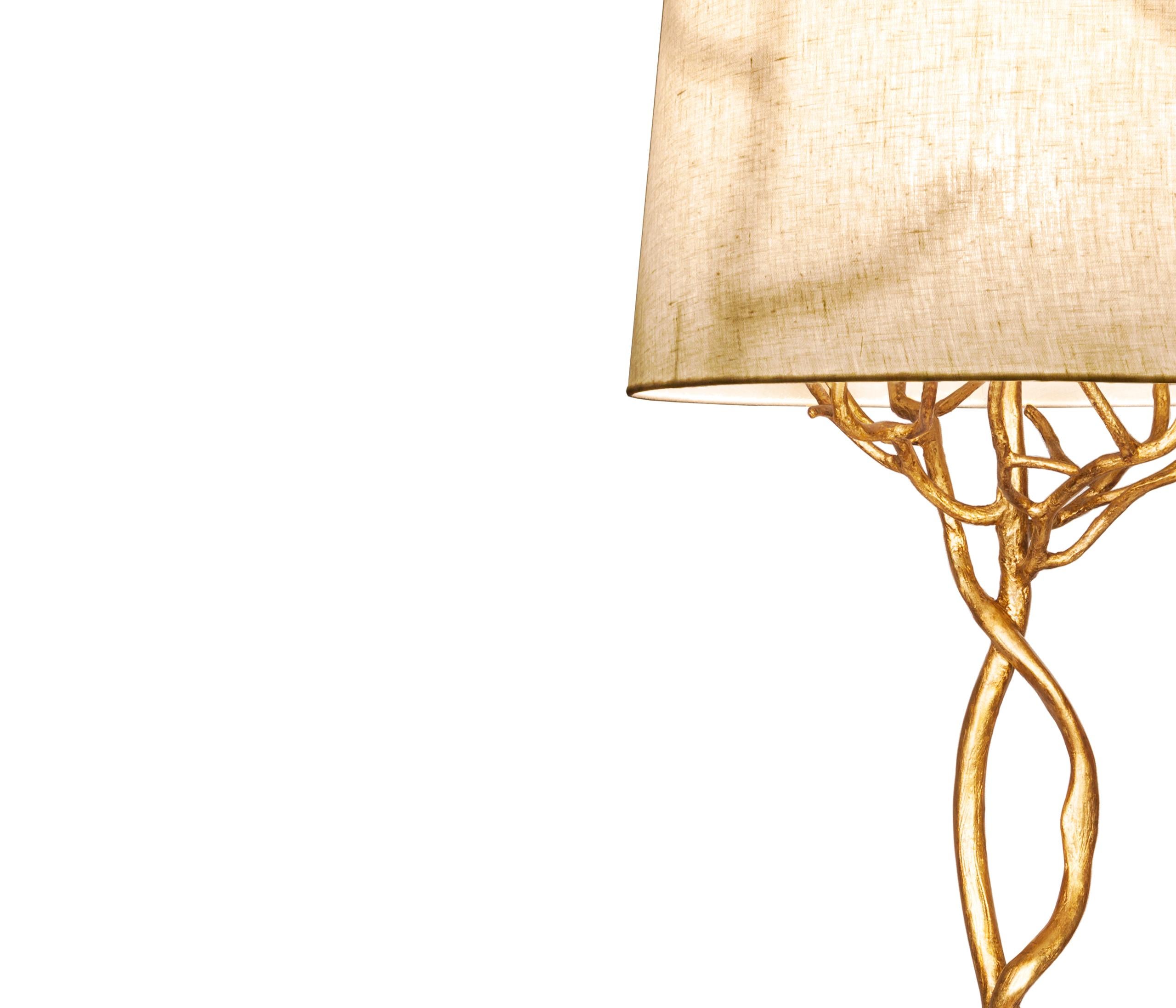 Organic Modern Organic Floor Lamp “Etna” in Antique Gold Finish, Benediko For Sale