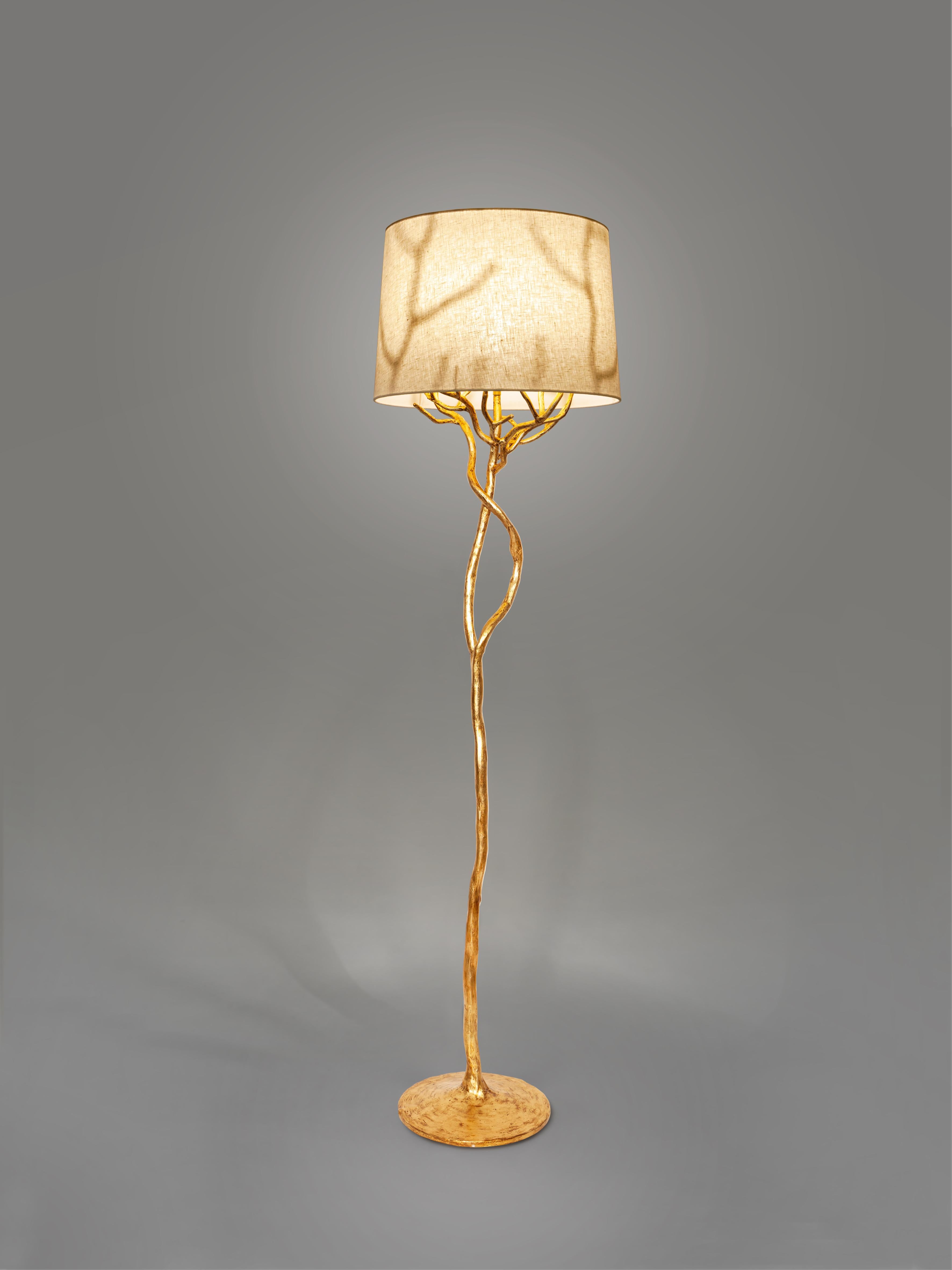 German Organic Floor Lamp “Etna” in Antique Gold Finish, Benediko For Sale