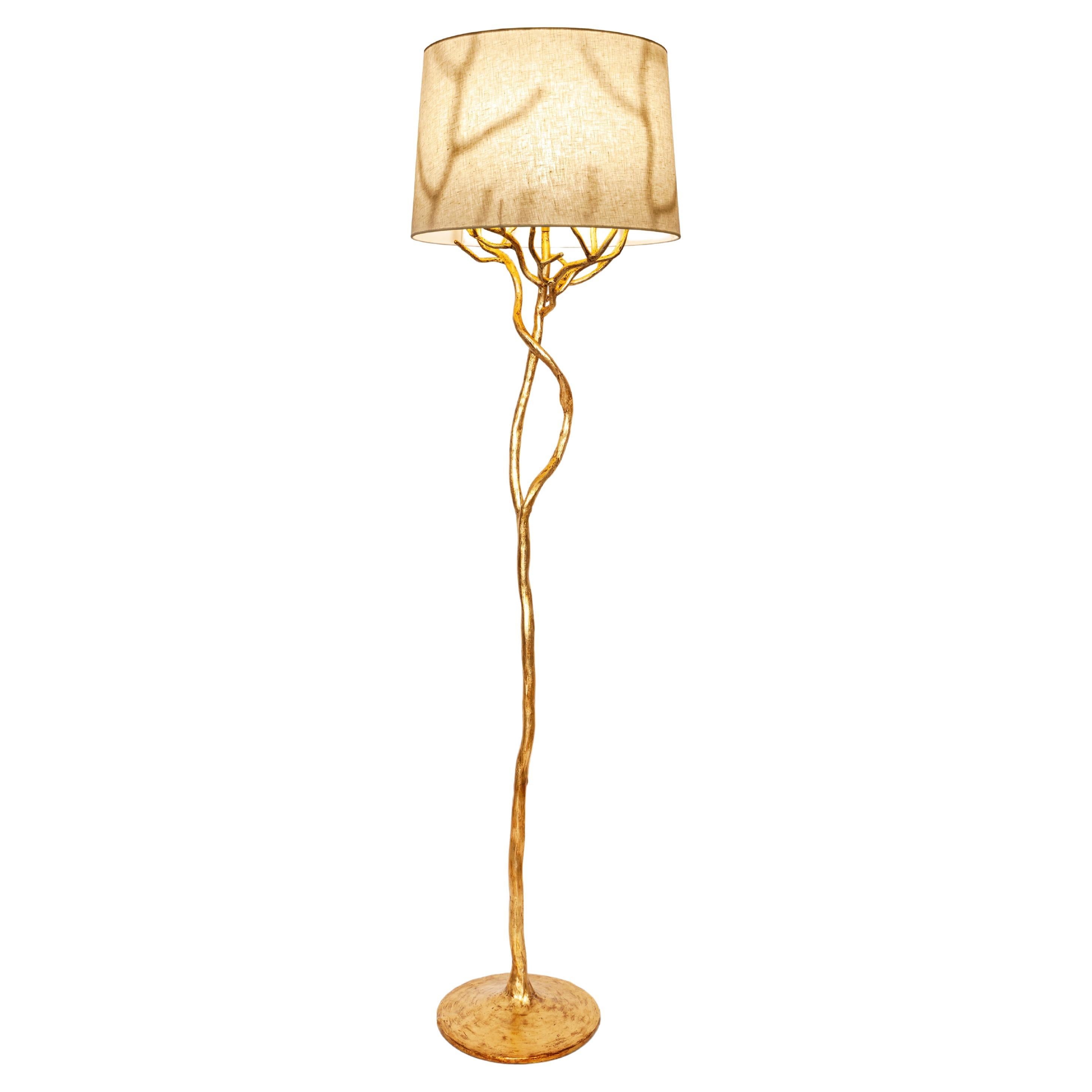 Organic Floor Lamp “Etna” in Antique Gold Finish, Benediko For Sale