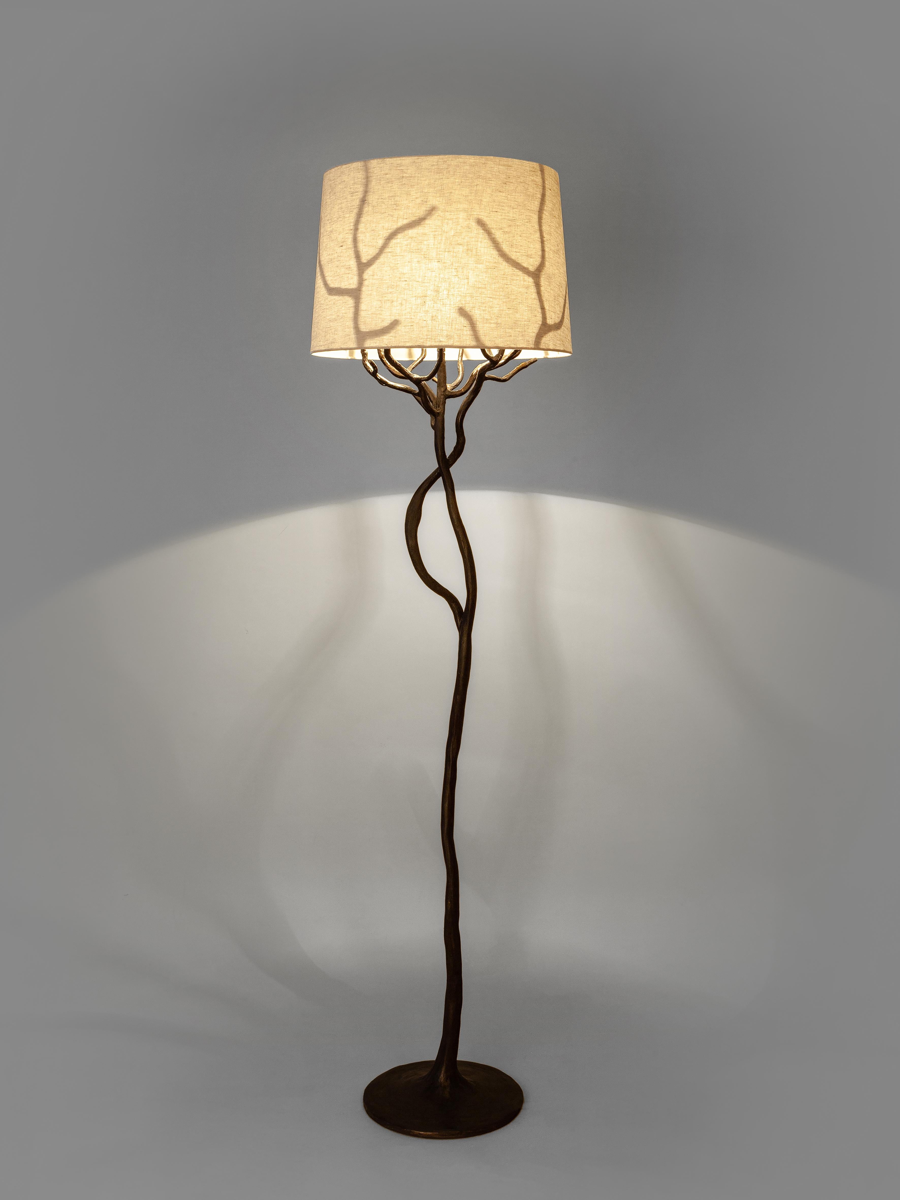 German Organic Floor Lamp “Etna” in Forest Brown Finish, Benediko For Sale