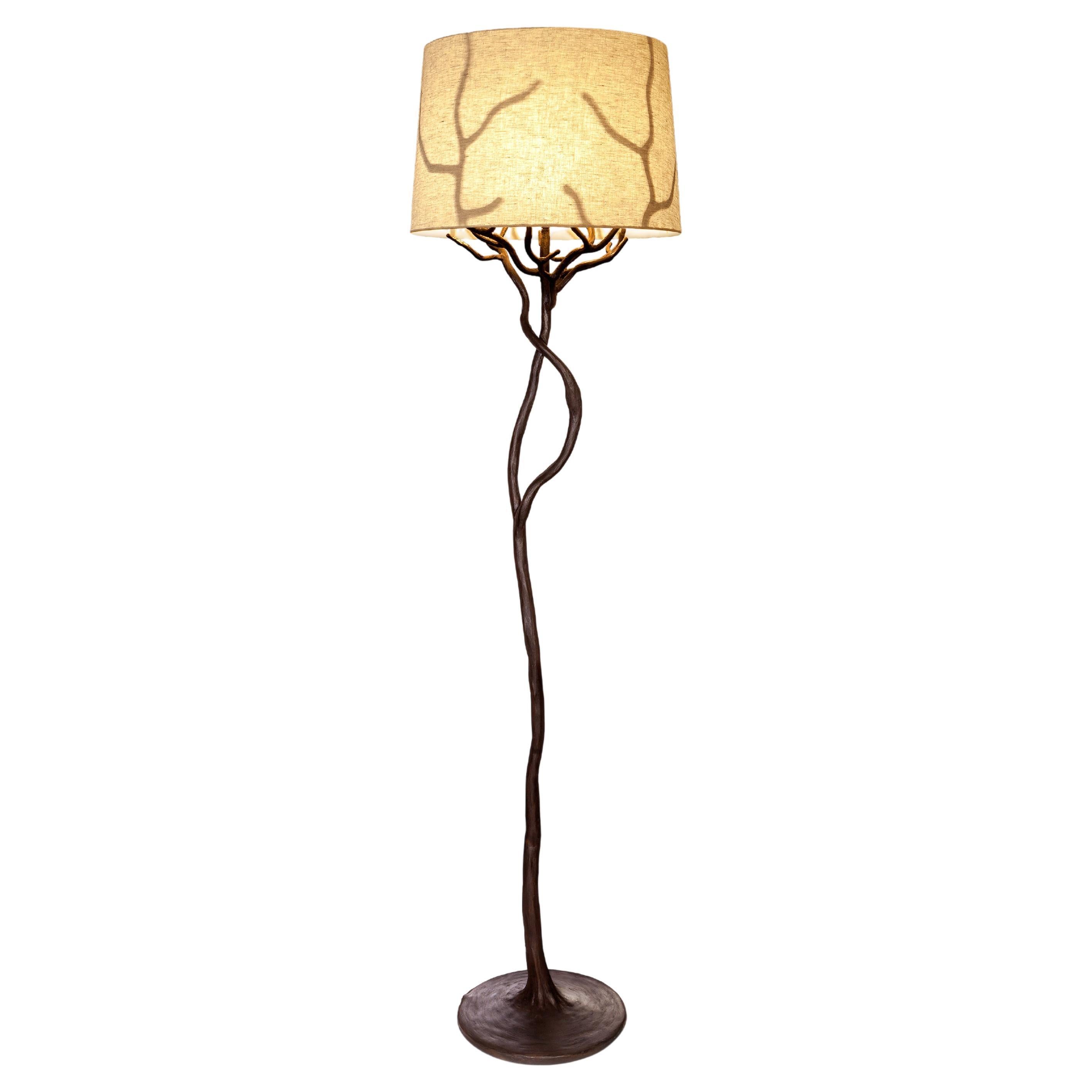 Organic Floor Lamp “Etna” in Forest Brown Finish, Benediko For Sale