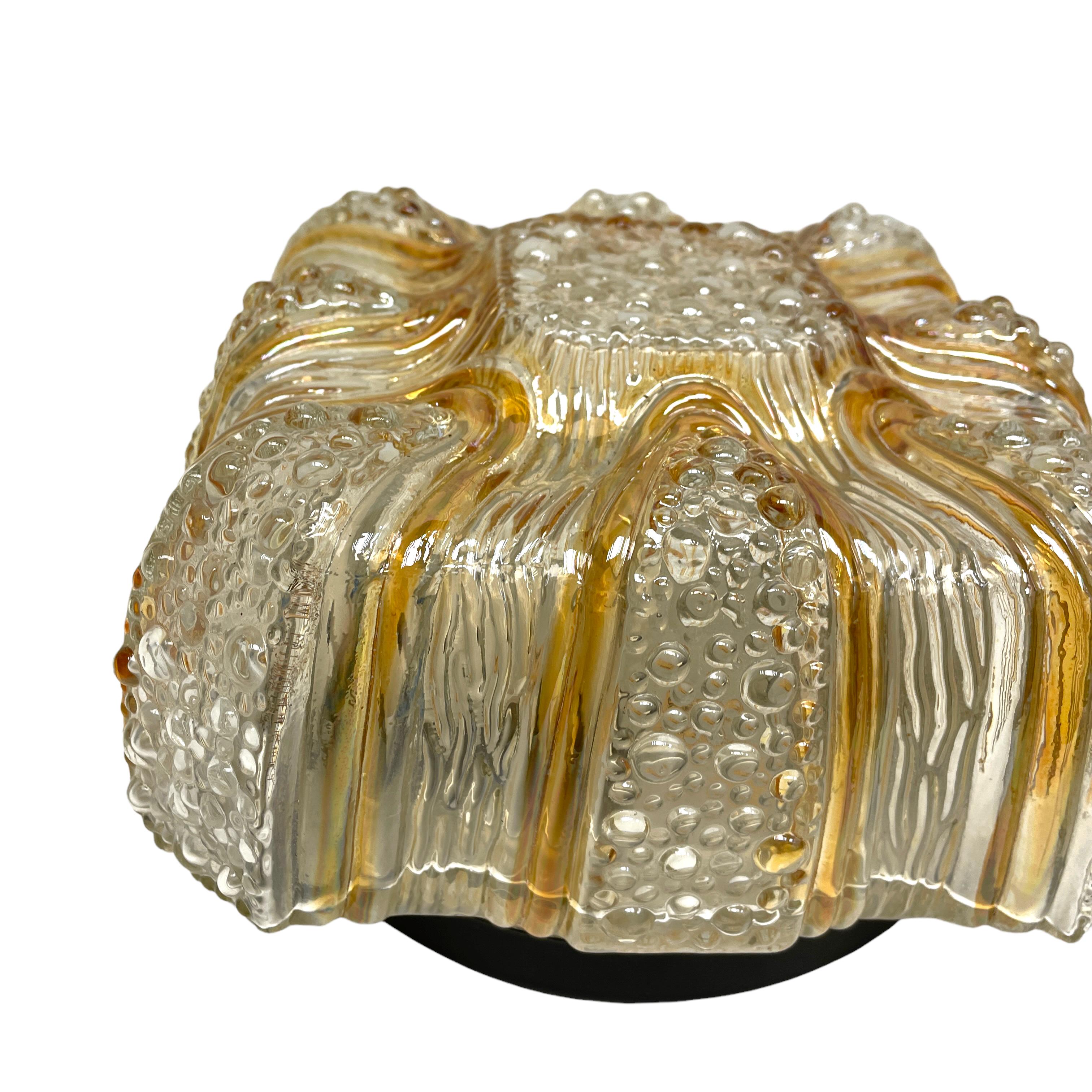Mid-Century Modern Organic Flush Mount Bubble Glass and Metal, by Massive Leuchten, Germany For Sale