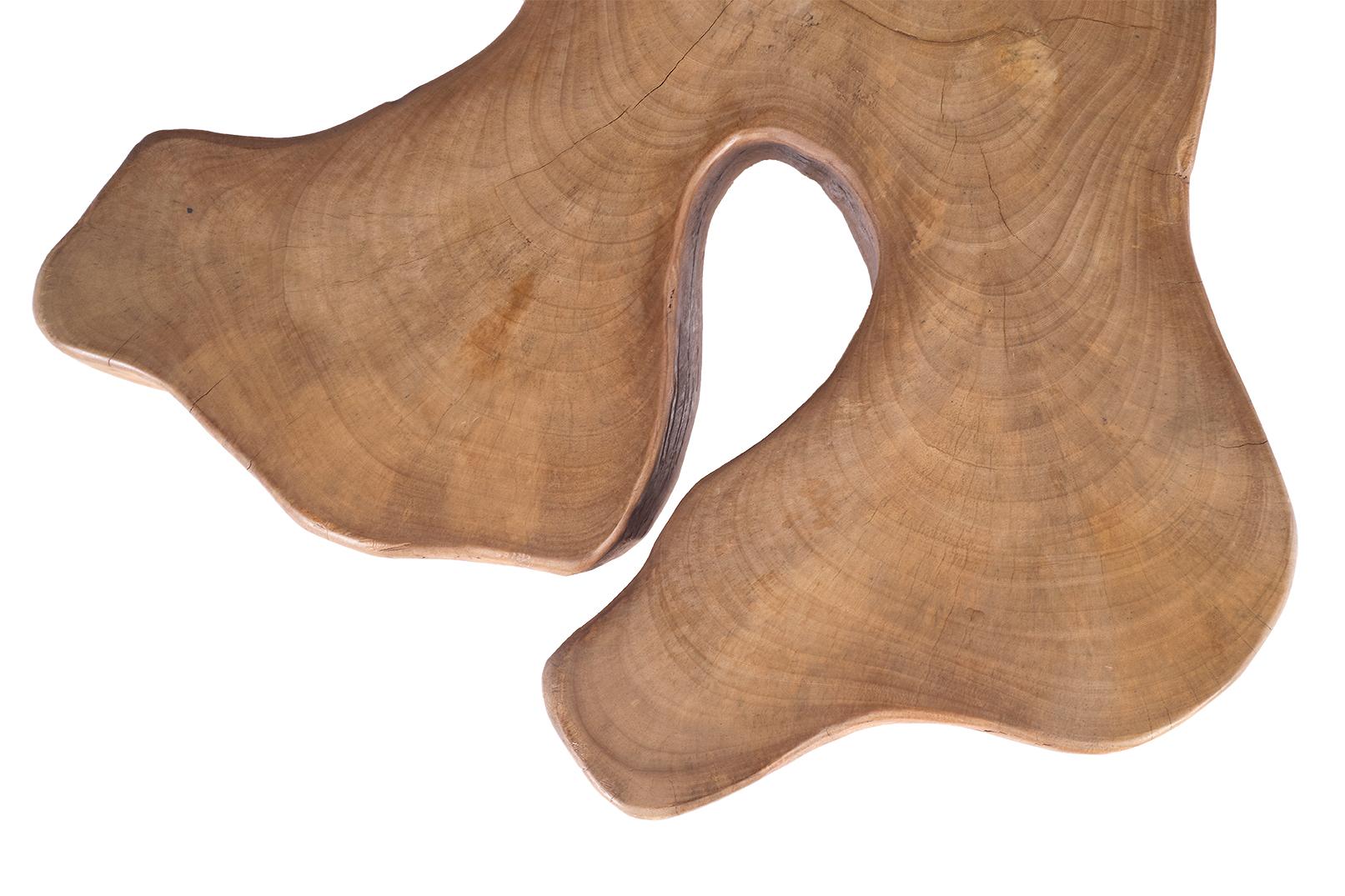 Mesa baja de madera varada con forma orgánica Madera