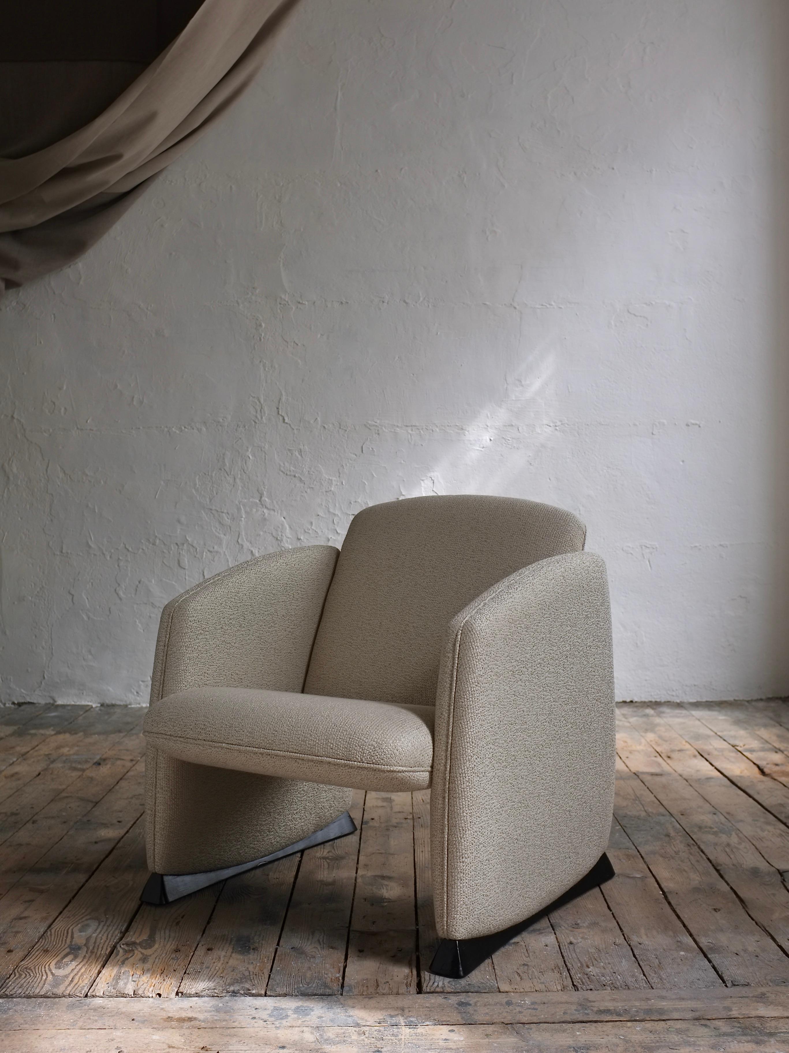 Mid-Century Modern Organic Form Beige Lounge Chair, France, 1960s