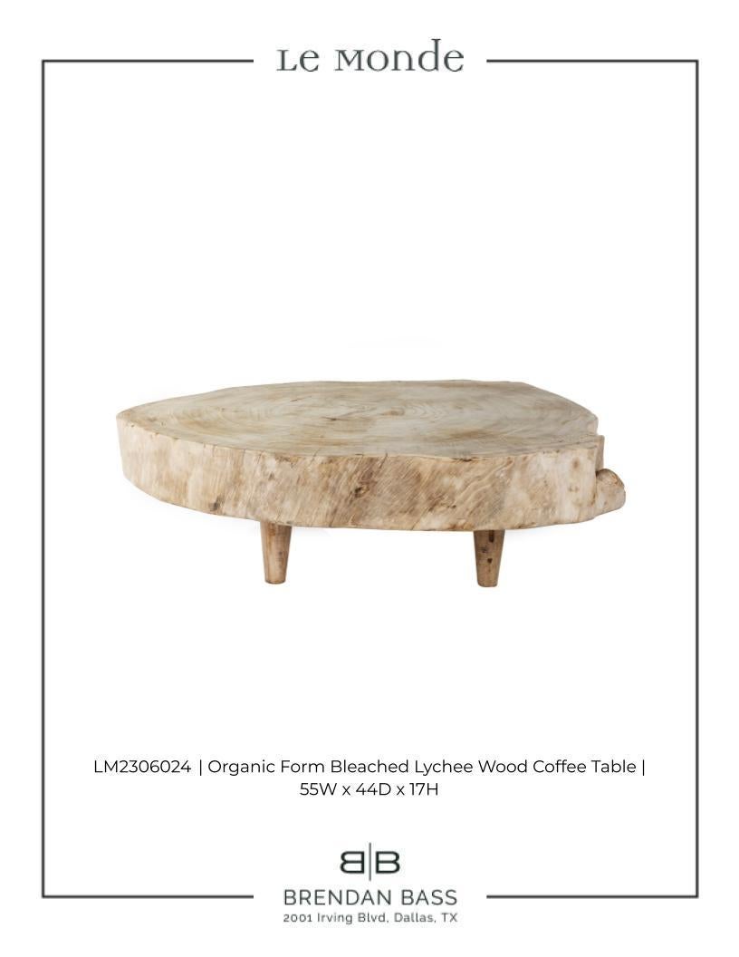 Organic Modern Organic Form Bleached Lychee Wood Coffee Table 