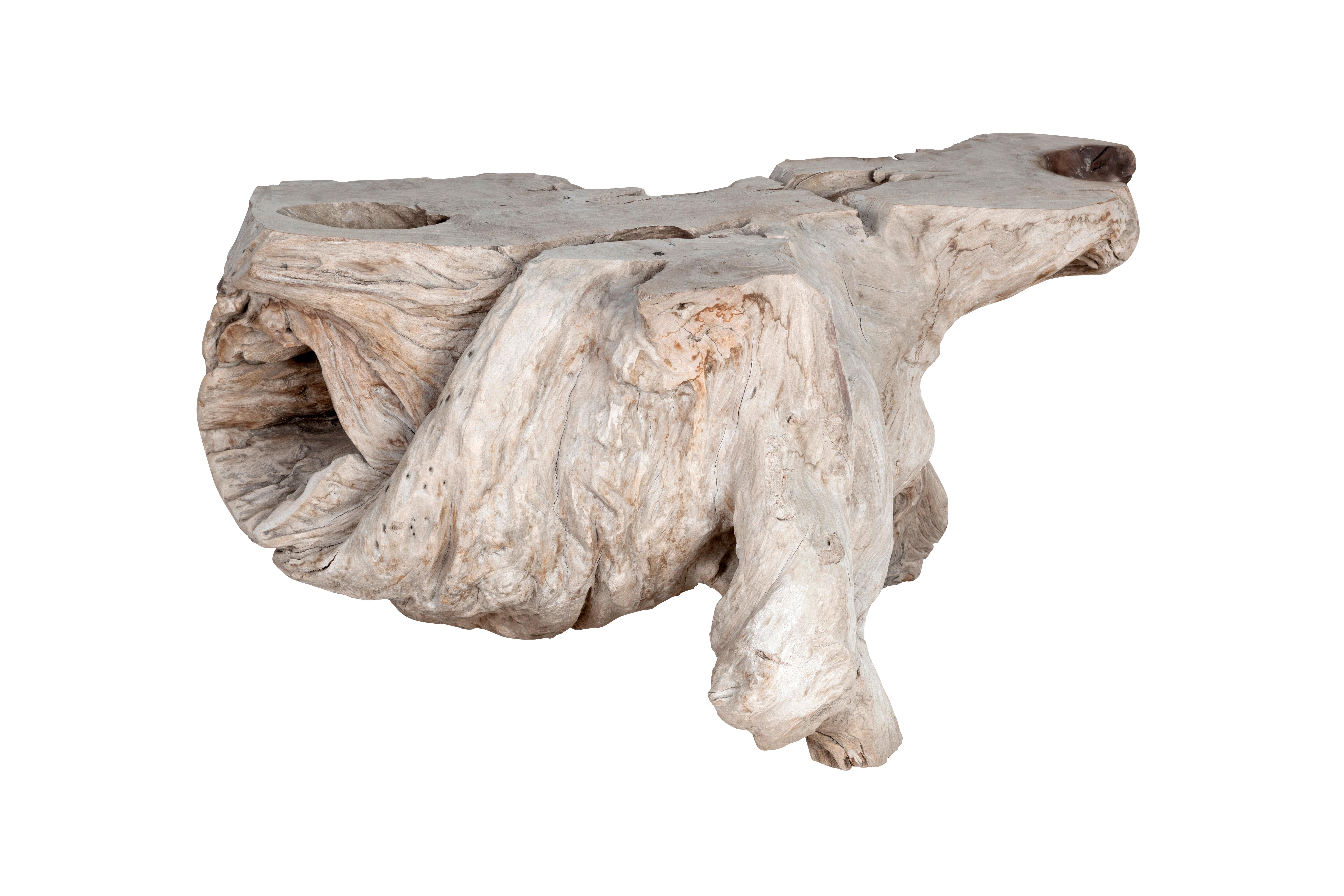 Organic Modern Organic Form Bleached Teak Side or Coffee Table For Sale