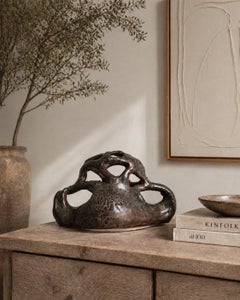 Organic Form Ceramic Sculpture – Handcrafted Stoneware Art Object, Wabi-Sabi Mod