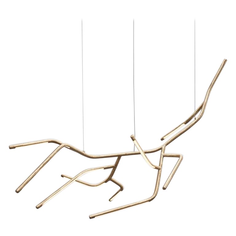 Organic Form Contemporary Sculptural Branch Brass Chandelier by Morghen Studio For Sale