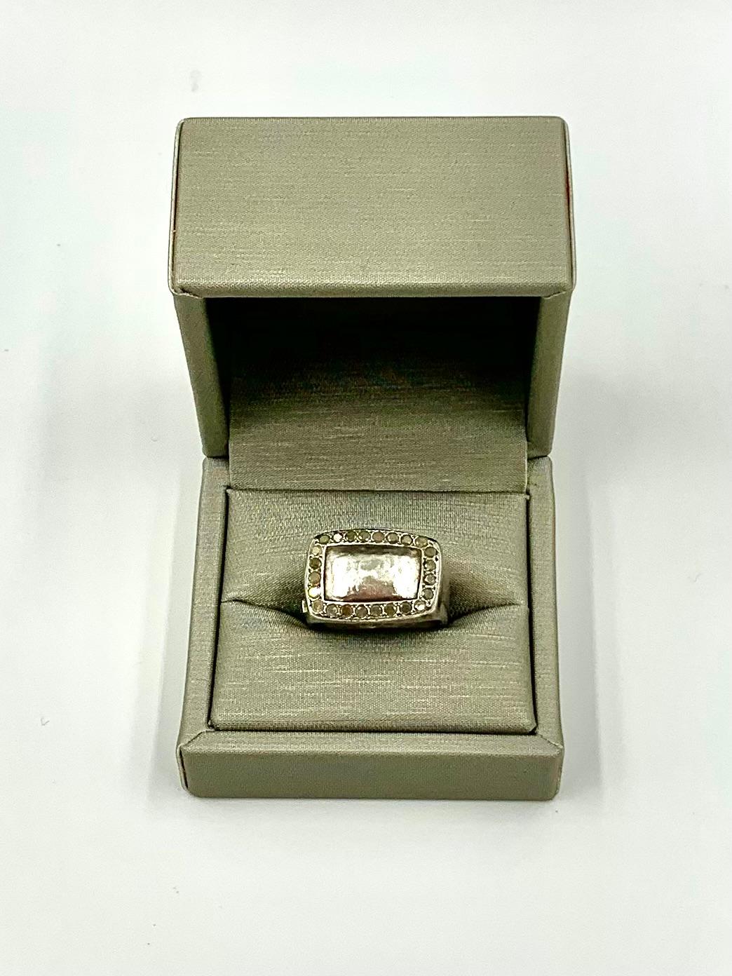 Organic Form Diamond Sterling Silver Rosa Maria Statement Signet Ring For Sale 3