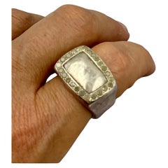 Siegelring in organischer Form, Diamant Sterlingsilber Rosa Maria, Statement
