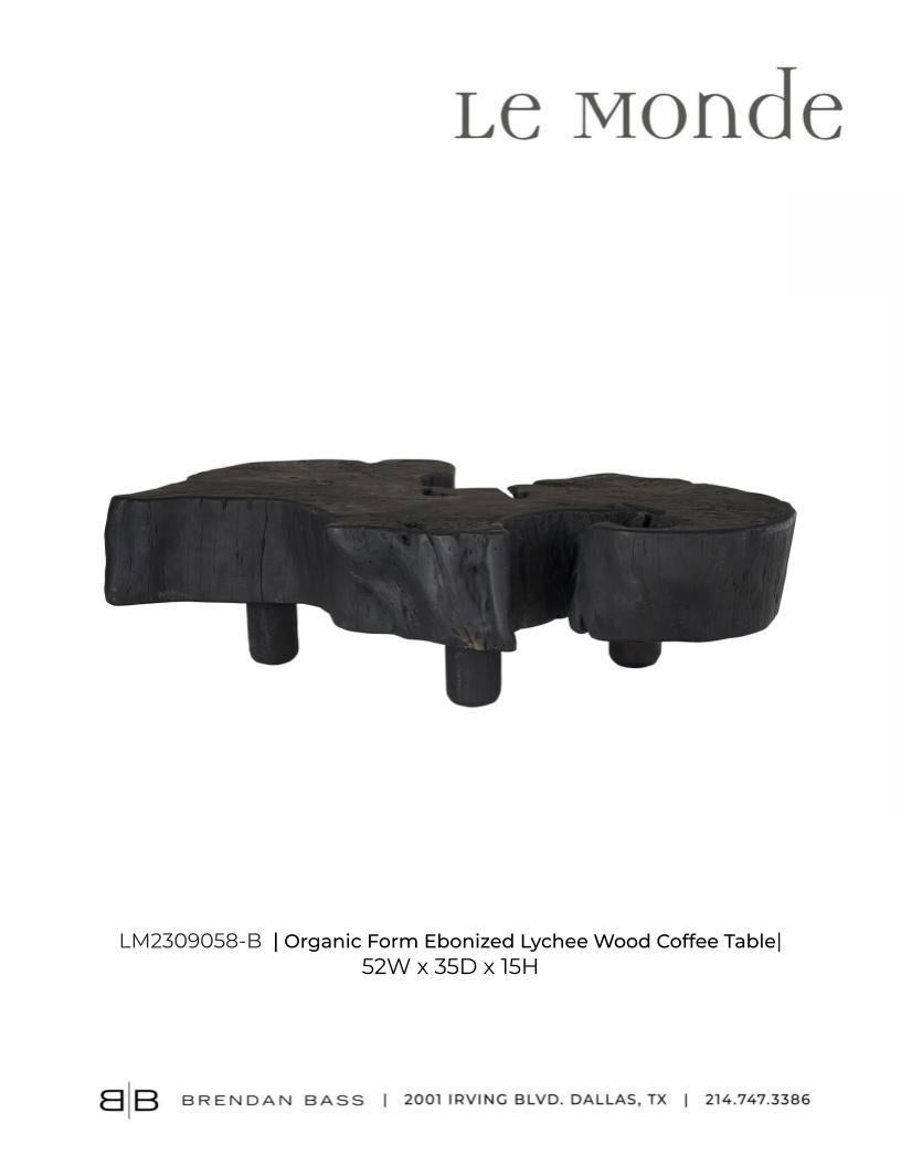 Organic Form Ebonized Lychee Wood Coffee Table For Sale 2