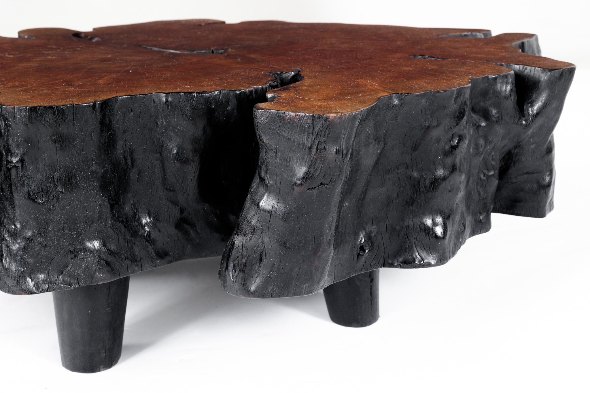 XXIe siècle et contemporain Table basse en bois de lyche de forme organique