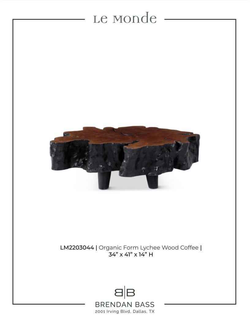 Table basse en bois de lyche de forme organique 2