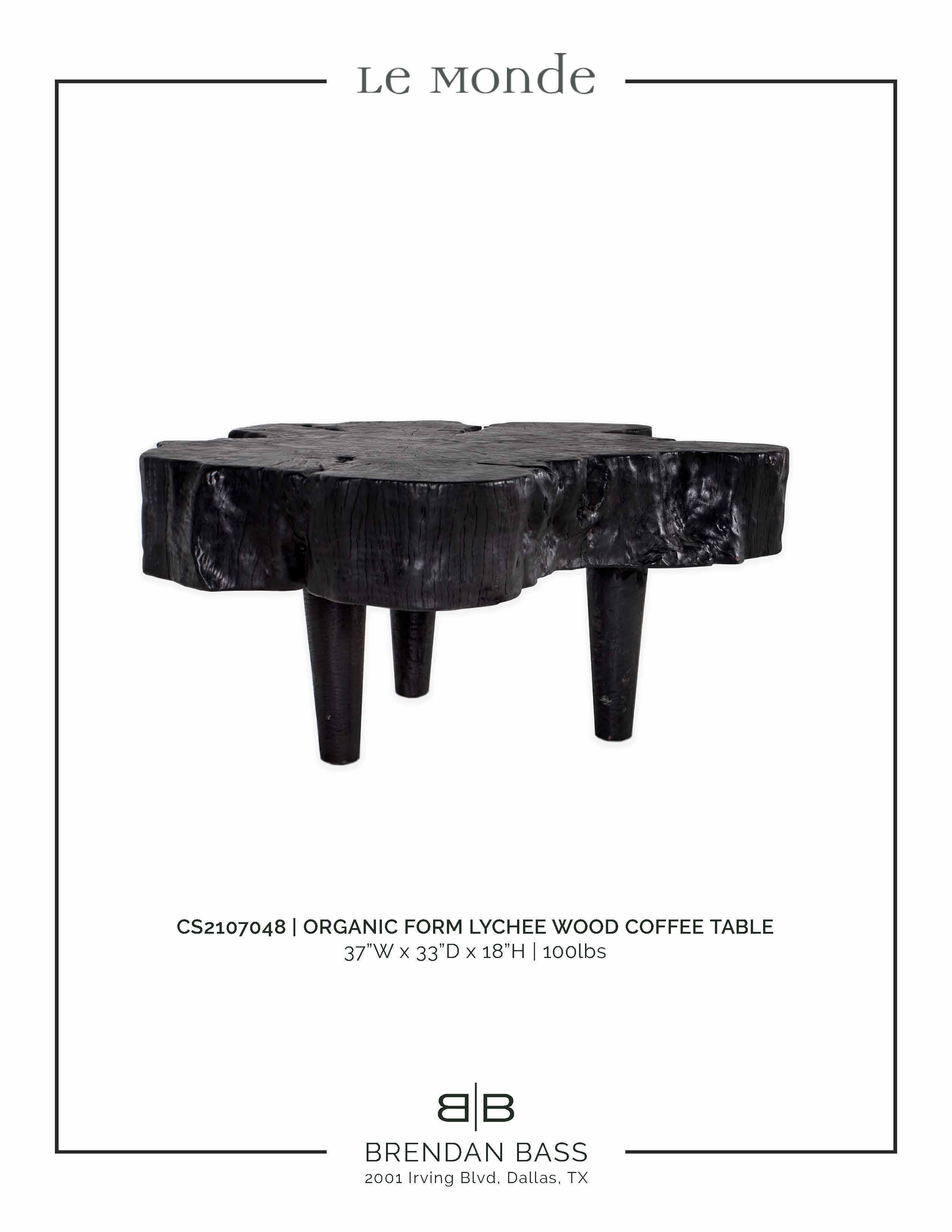 Contemporary Organic Form Lychee Wood Coffee Table in an Ebony Finish