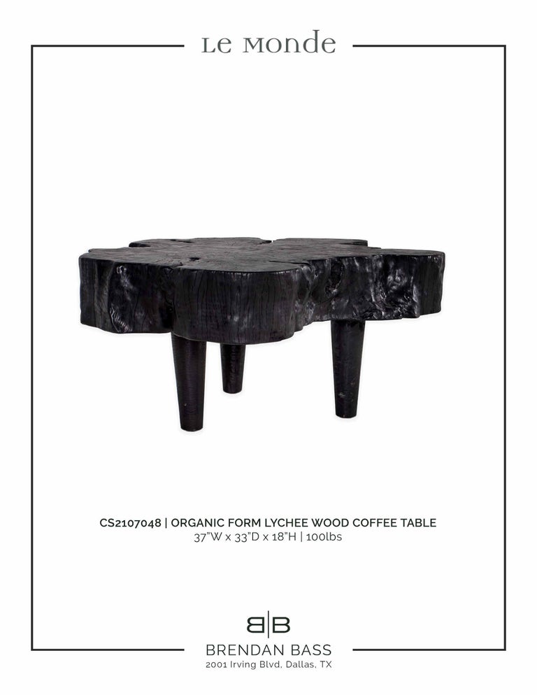 Contemporary Organic Form Lychee Wood Coffee Table in an Ebony Finish For Sale