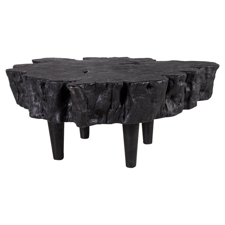 Organic Form Lychee Wood Coffee Table in an Ebony Finish For Sale