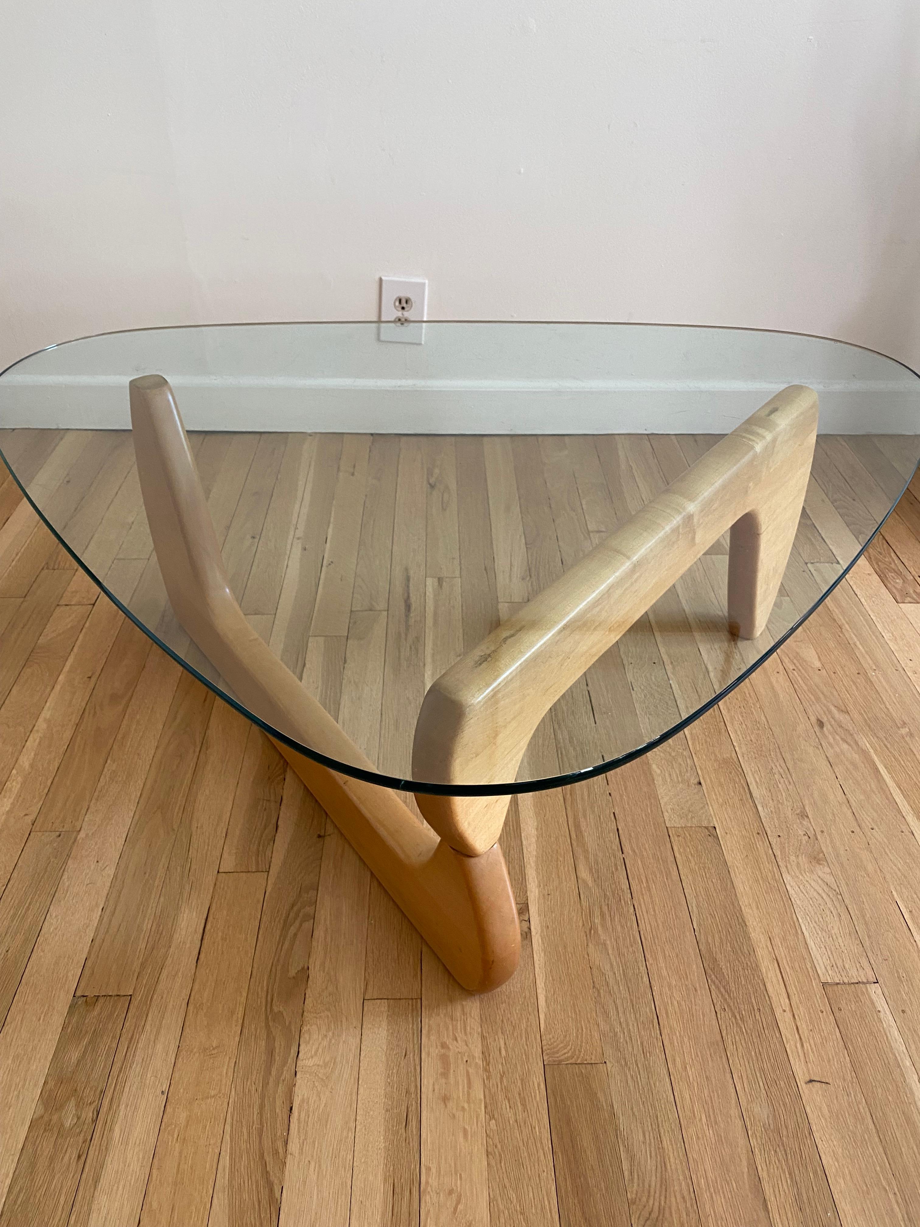 Glass Organic Form Noguchi Style Coffee Table