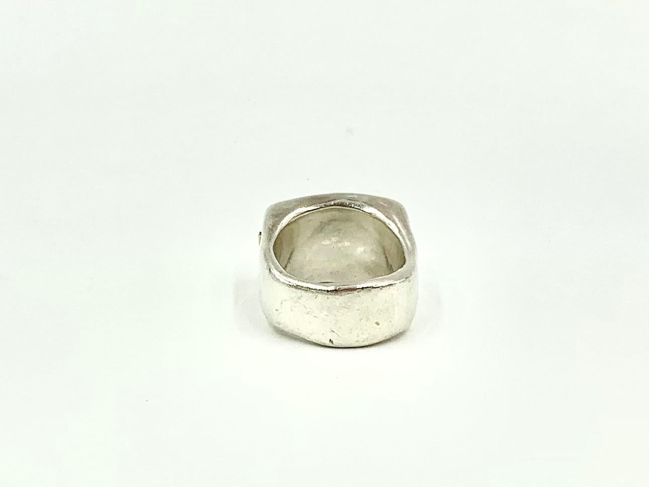 Organic Form Sculptural Garnet Sterling Silver Rosa Maria Statement Signet Ring In Good Condition In New York, NY