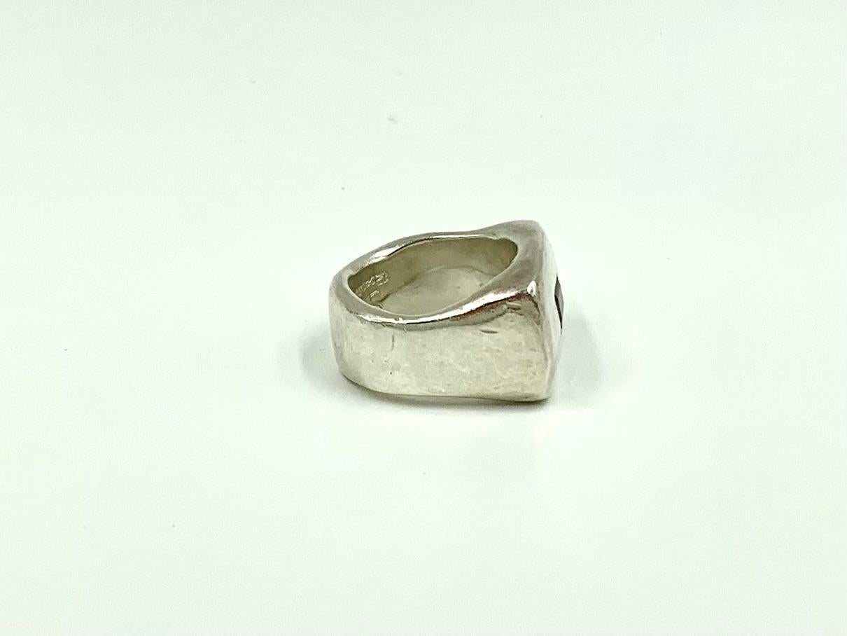 Women's or Men's Organic Form Sculptural Garnet Sterling Silver Rosa Maria Statement Signet Ring