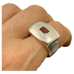 Organic Form Sculptural Garnet Sterling Silver Rosa Maria Statement Signet Ring