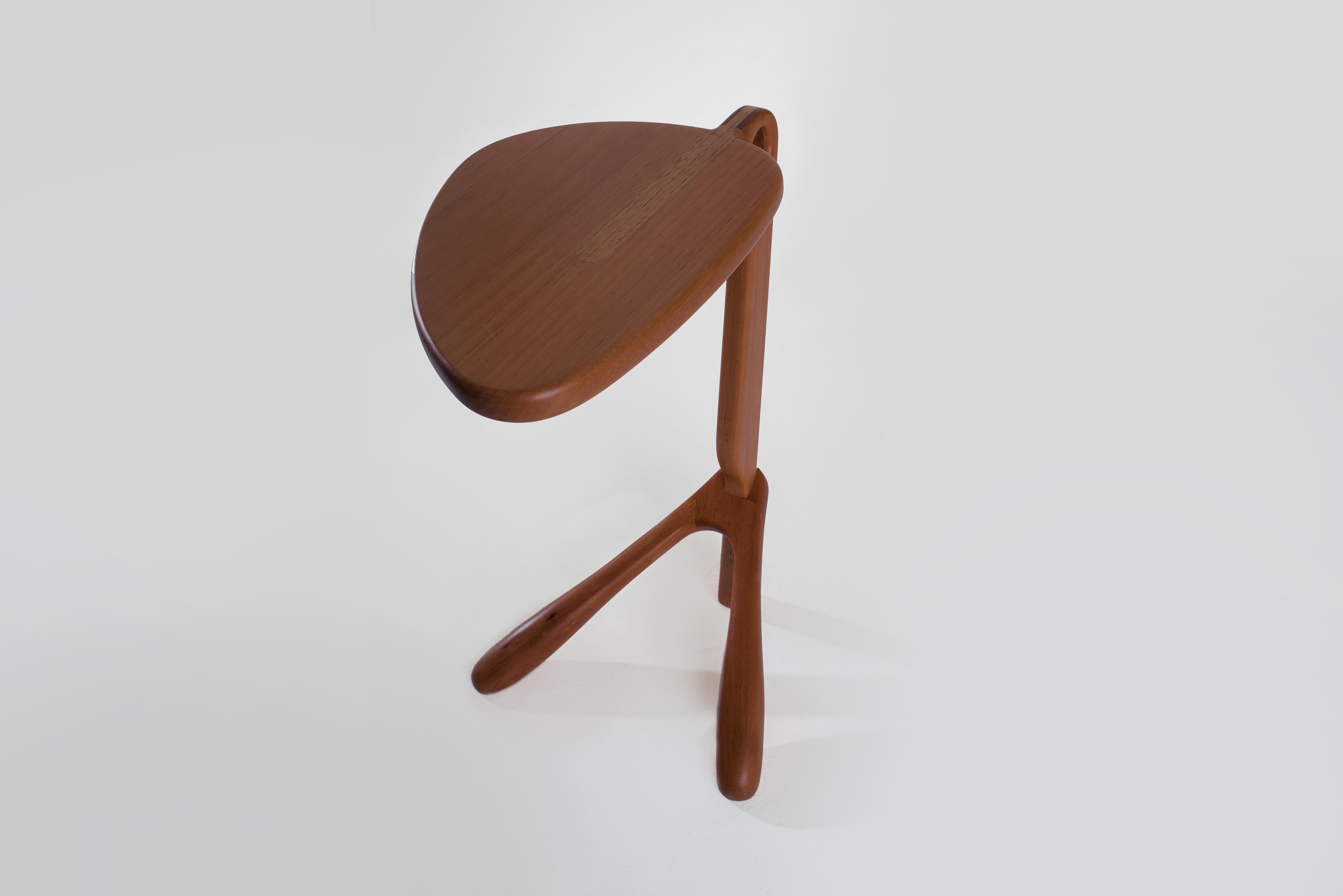 Organic Modern Organic Form Side Table - Broto, MEDIAN size Dark Brown Wood  For Sale