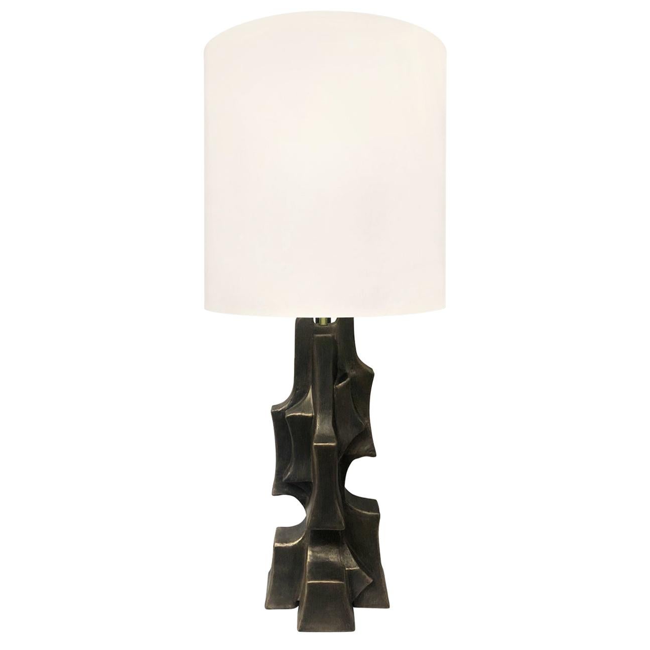 Organic Form Table Lamp in Black Gold Finish by Dan Schneiger