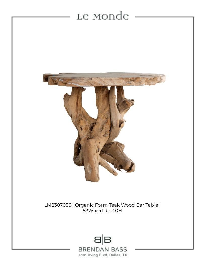 20th Century Organic Form Teak Wood Bar Table 