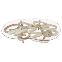 Organic form tessellated stone coffee table