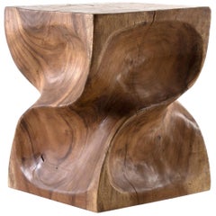 Organic Form Twist Design Lychee Wood End Table