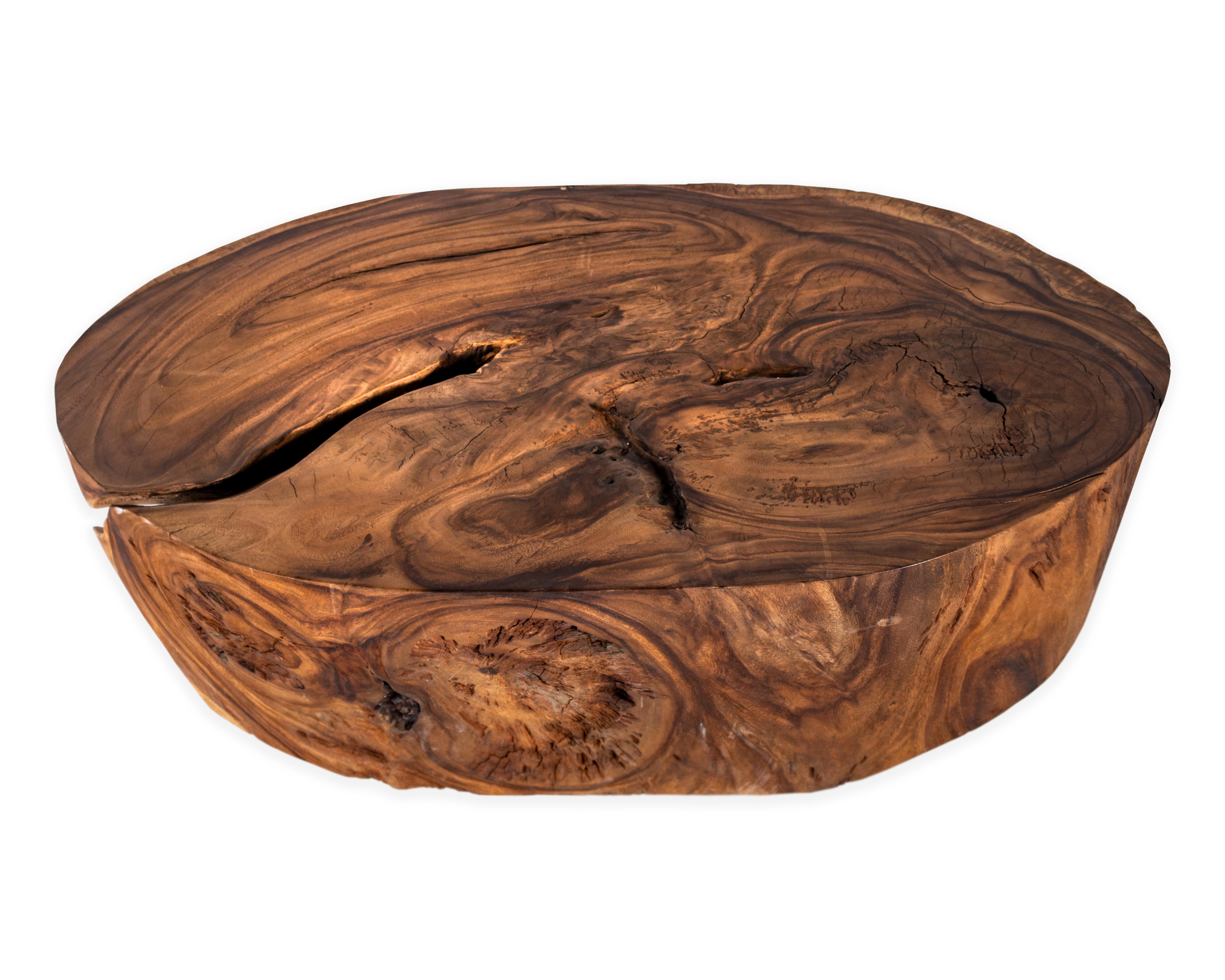 Rustic Organic Form Wood Slab Design Coffee Table
